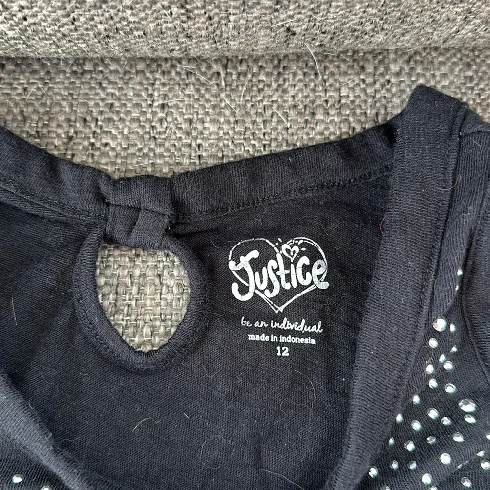 Justice Girls Black Bling Tank Top Size 12